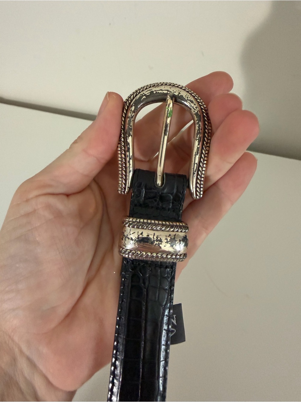 Brighton black leather with silver accents women’s size 28 belt length 32” - Picture 2 of 7